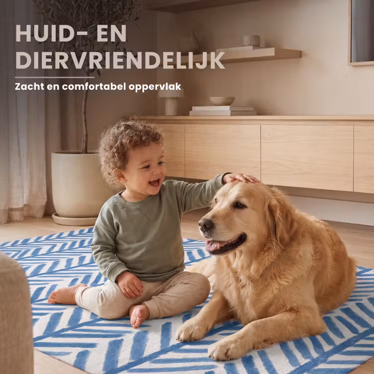 Patroon - Streep - Blauw Vloerkleed Rechthoek klein 1091 -uniquesellingpoint_zacht_NL