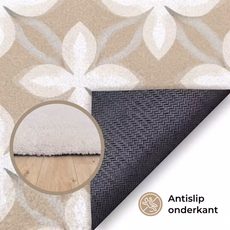 Patroon - Symmetrisch - Beige Vloerkleed Rechthoek klein 1091 -uniquesellingpoint_antislip_NL