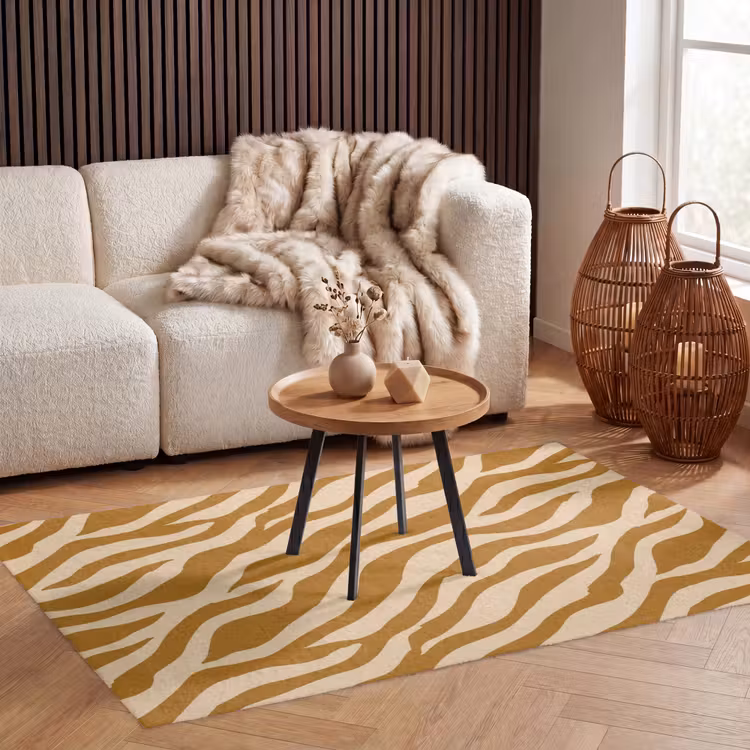 Patroon - Zebra - Bruin - Abstract Vloerkleed Rechthoek klein -atmosphere_sfeer2_global