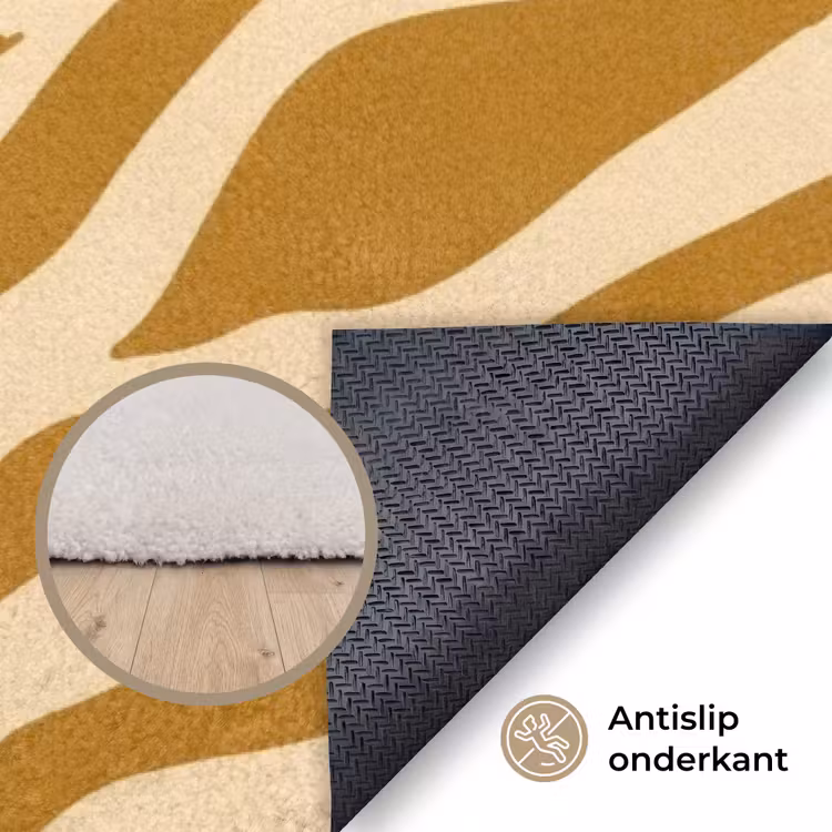 Patroon - Zebra - Bruin - Abstract Vloerkleed Rechthoek klein -uniquesellingpoint_antislip_NL_DE