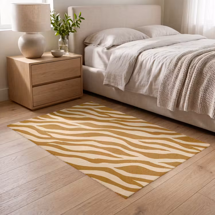 Patroon - Zebra - Bruin - Abstract Vloerkleed Rechthoek klein -atmosphere_sfeer3_global