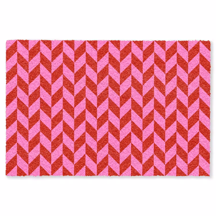 Patroon - Zigzag - Rood Vloerkleed Rechthoek klein -3d