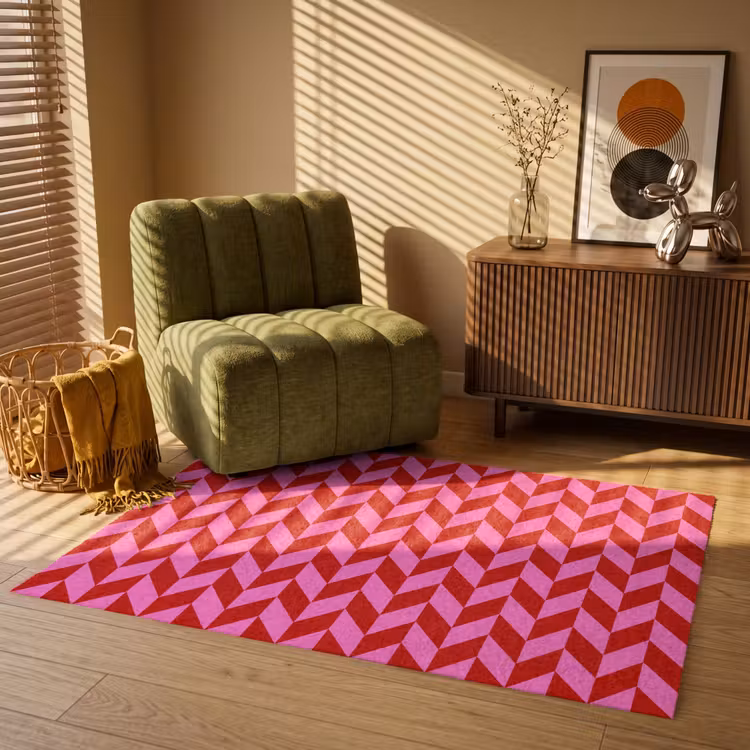 Patroon - Zigzag - Rood Vloerkleed Rechthoek klein -atmosphere_sfeer1_global