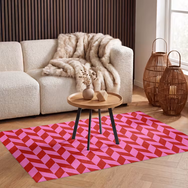 Patroon - Zigzag - Rood Vloerkleed Rechthoek klein -atmosphere_sfeer2_global