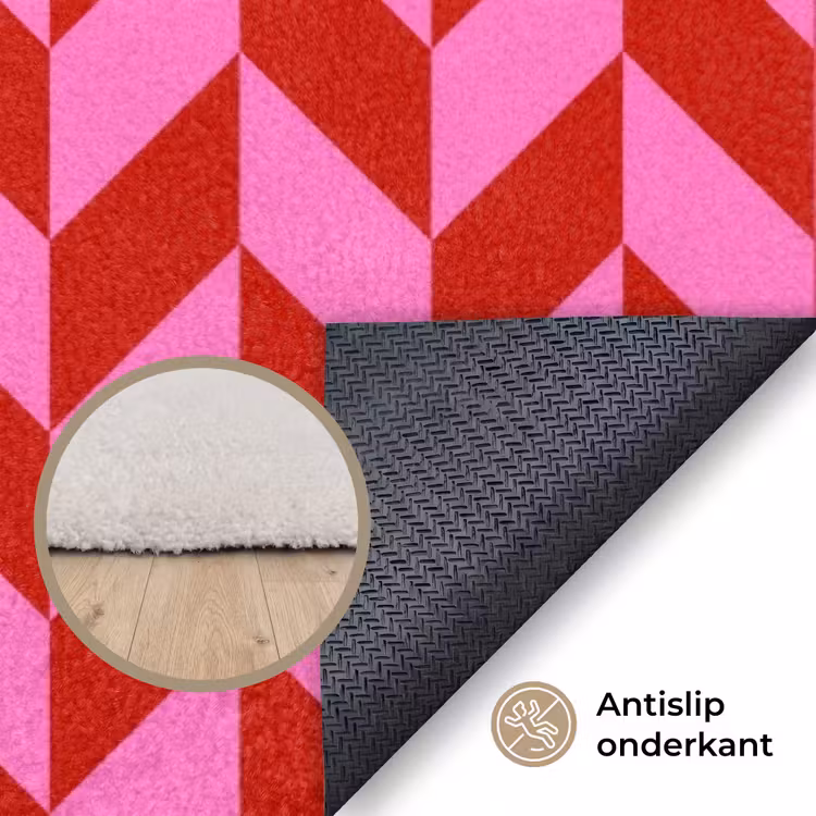 Patroon - Zigzag - Rood Vloerkleed Rechthoek klein -uniquesellingpoint_antislip_NL
