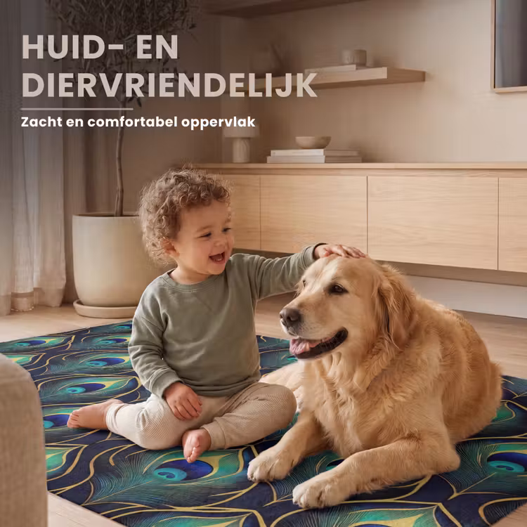 Pauw - Veren - Groen Vloerkleed Rechthoek klein 1091 -uniquesellingpoint_zacht_NL