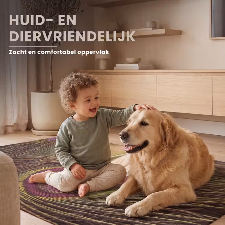 Pauw - Veren - Paars - Groen Vloerkleed Rechthoek klein -uniquesellingpoint_USP_zachtNL_DE