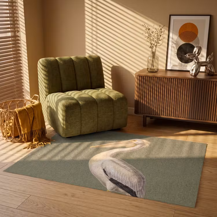 Pelikaan - Wit - Vogel - Klassiek - Natuur Vloerkleed Rechthoek klein -atmosphere_sfeer1_global