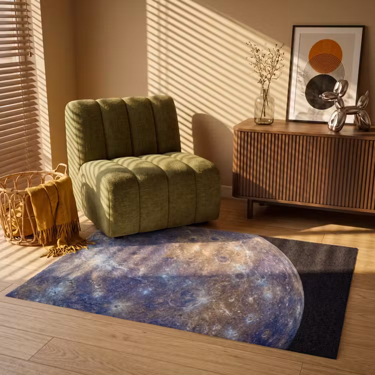 Vloerkleed - Planeet - Kraters - Ruimte - Planeet - Kraters - Ruimte Vloerkleed Rechthoek klein