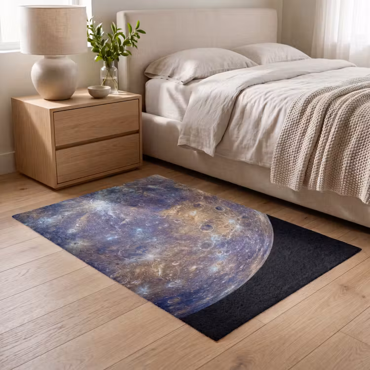 Vloerkleed - Planeet - Kraters - Ruimte - Planeet - Kraters - Ruimte Vloerkleed Rechthoek klein