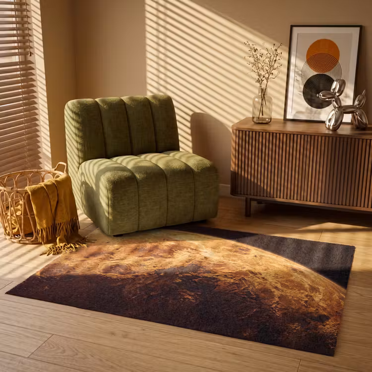 Vloerkleed - Planeet - Ruimte - Oranje - Planeet - Ruimte - Oranje Vloerkleed Rechthoek klein