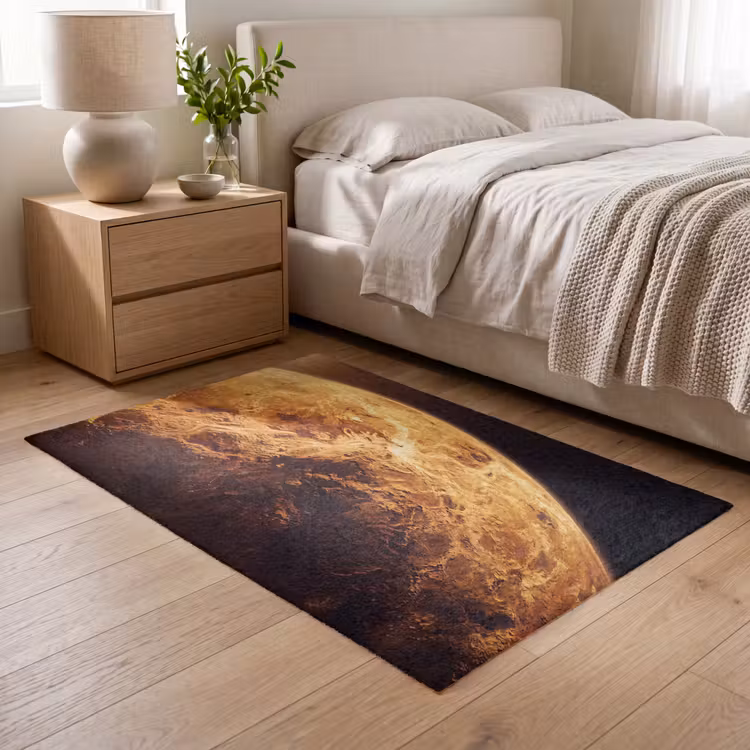 Vloerkleed - Planeet - Ruimte - Oranje - Planeet - Ruimte - Oranje Vloerkleed Rechthoek klein
