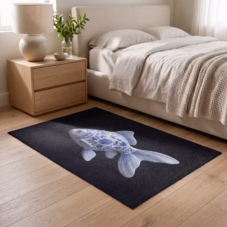 Porselein - Goudvis - Delfts - Blauw Vloerkleed Rechthoek klein -atmosphere_sfeer3_global