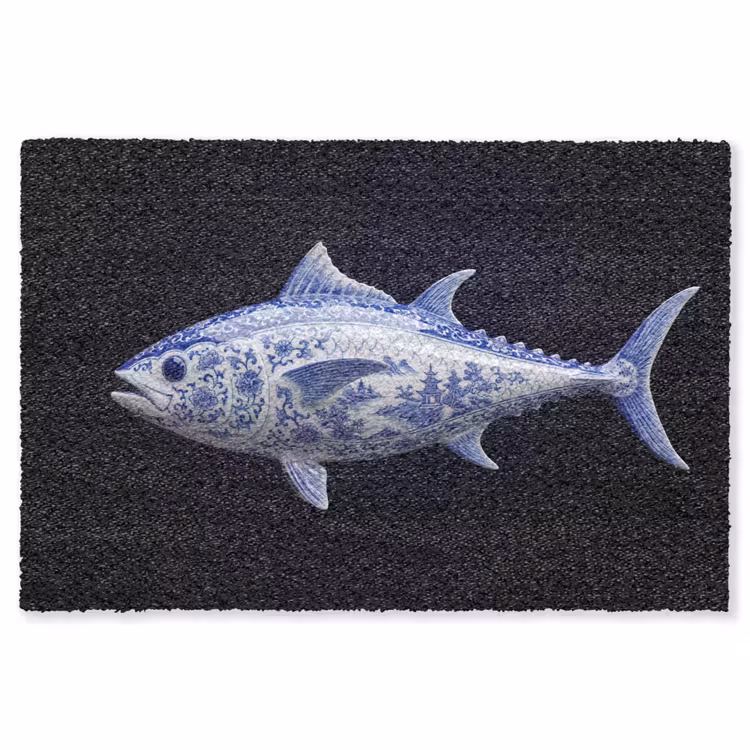 Porselein - Tonijn - Delfts - Blauw Vloerkleed Rechthoek klein -3d