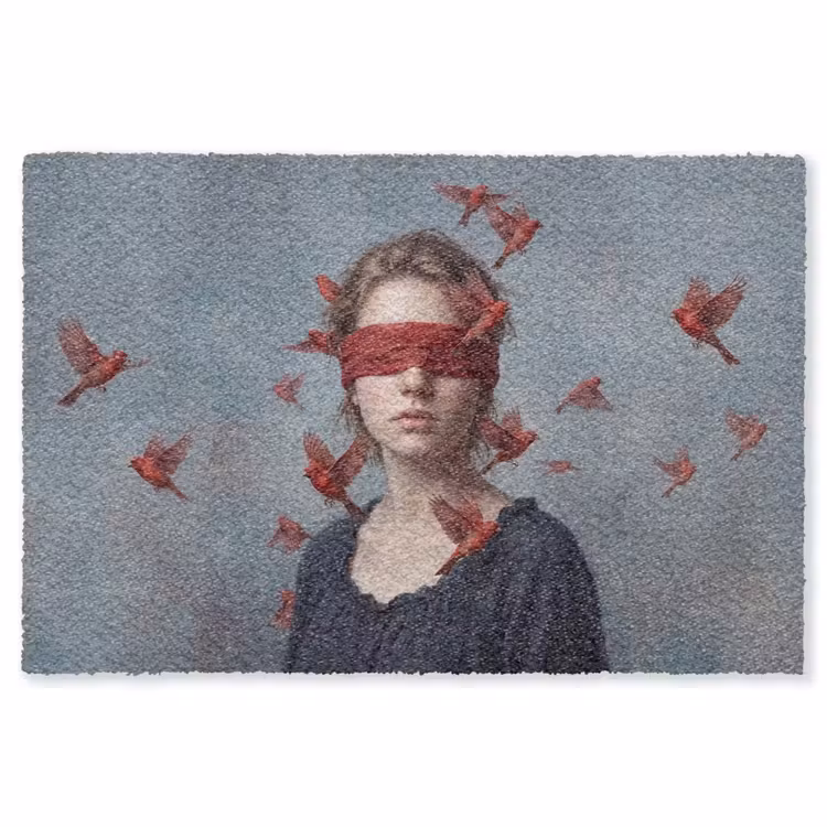 Portret - Krachtig - Rood Vloerkleed Rechthoek klein -3d