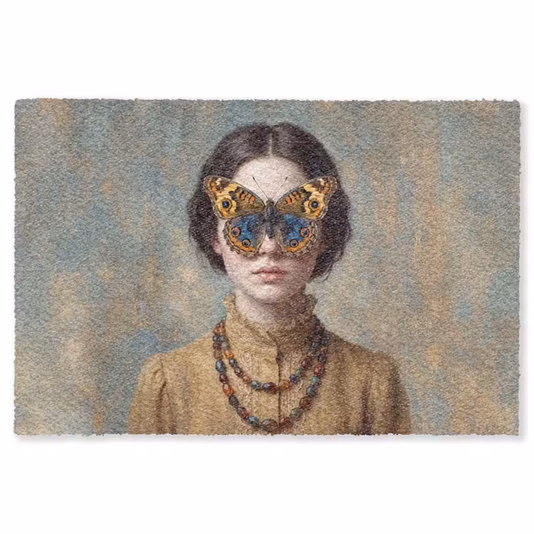 Portret - Vlinder - Kleurrijk Vloerkleed Rechthoek klein -3d