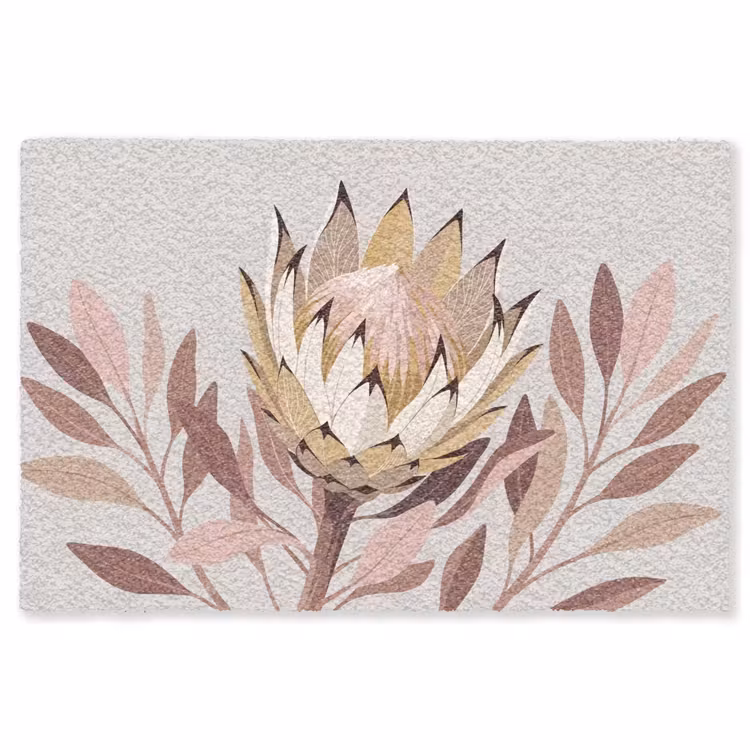 Protea - Bloem - Botanisch - Beige Vloerkleed Rechthoek klein -3d