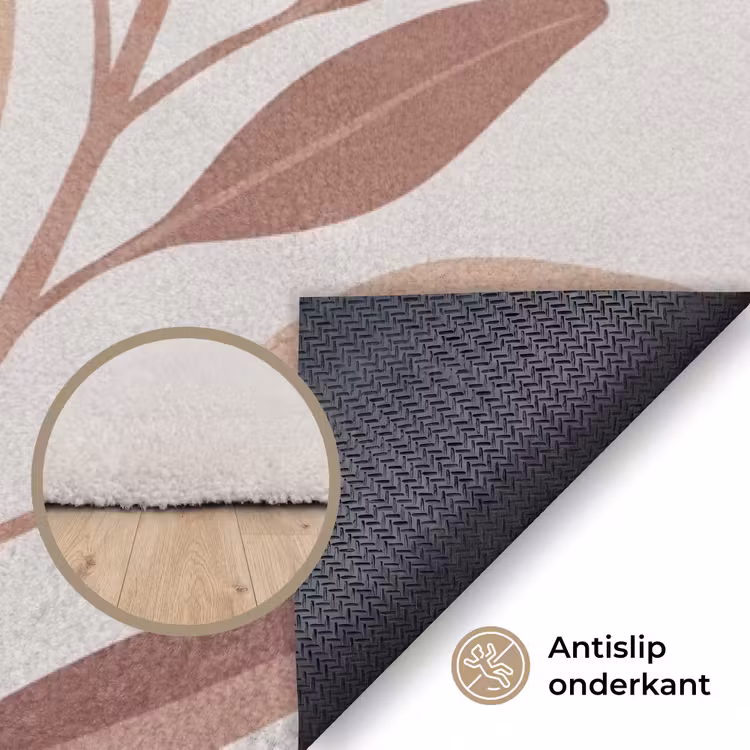 Protea - Bloem - Botanisch - Beige Vloerkleed Rechthoek klein -uniquesellingpoint_antislip_NL