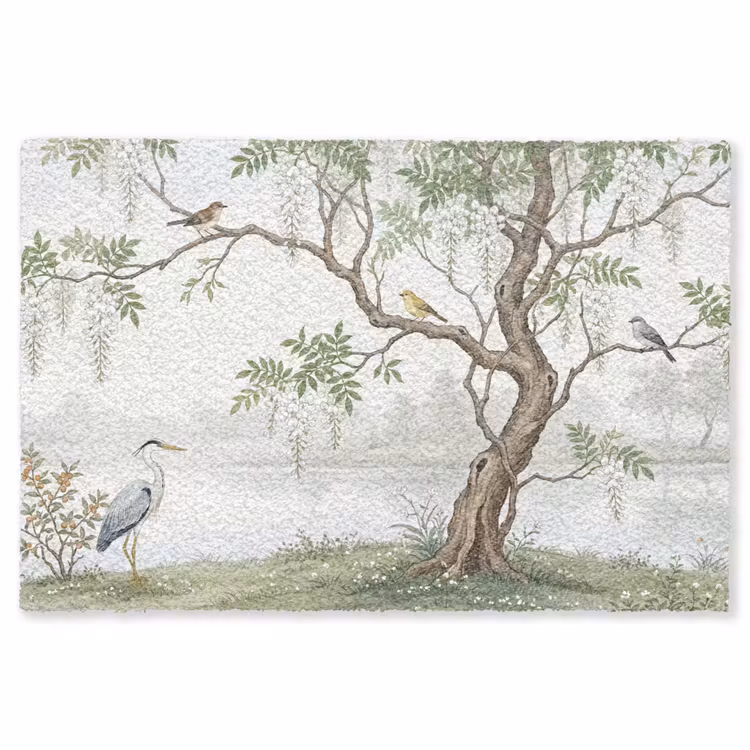 Reiger - Landschap - Groen Vloerkleed Rechthoek klein -3d