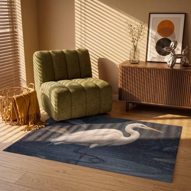 Reiger - Water - Natuur - Modern - Wit Vloerkleed Rechthoek klein -atmosphere_sfeer1_global