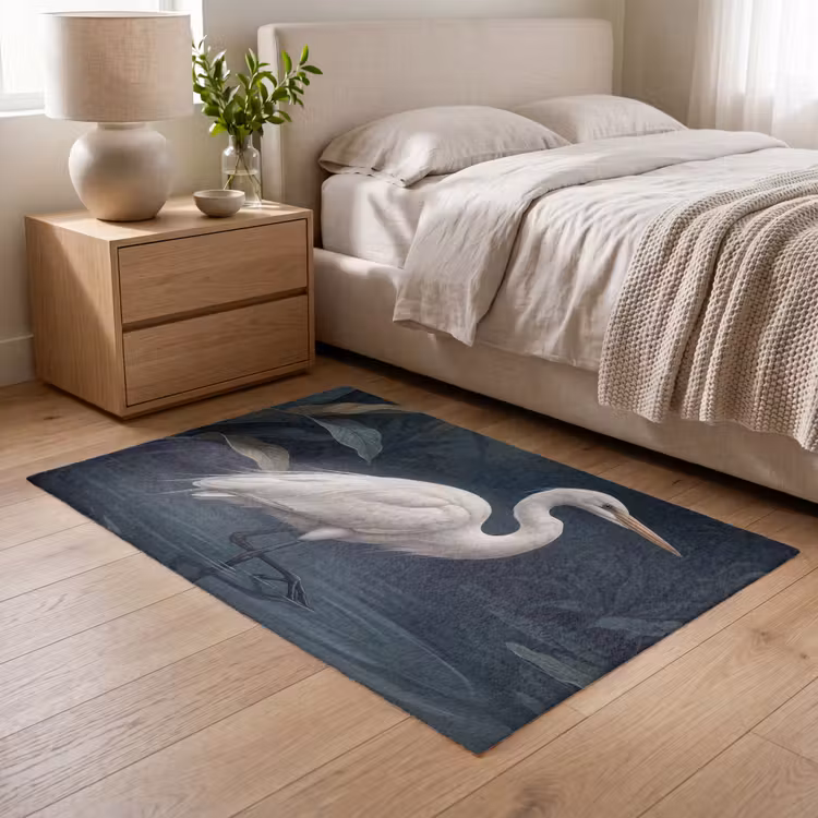 Reiger - Water - Natuur - Modern - Wit Vloerkleed Rechthoek klein -atmosphere_sfeer3_global