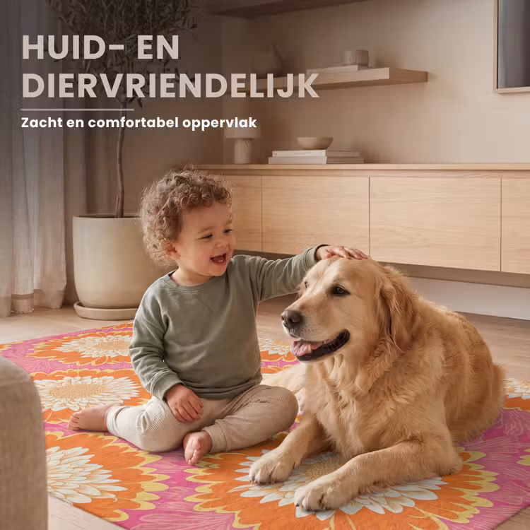 Retro - Bloemen - Kleurrijk Vloerkleed Rechthoek klein 1091 -uniquesellingpoint_zacht_NL