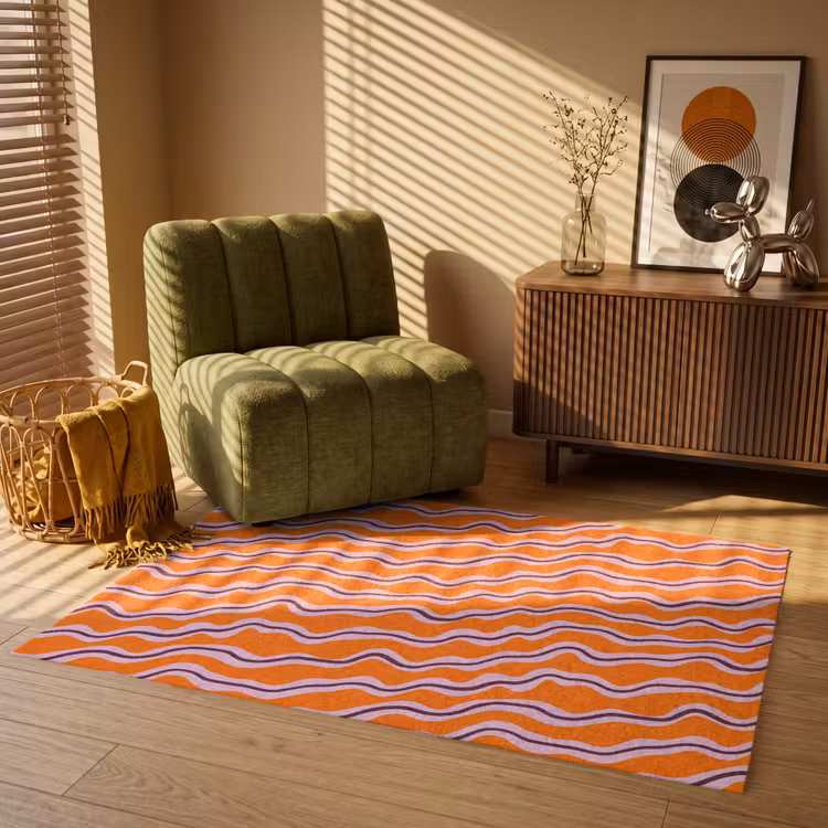 Retro - Golvend - Oranje Vloerkleed Rechthoek klein 1091 -atmosphere_sfeer1_global