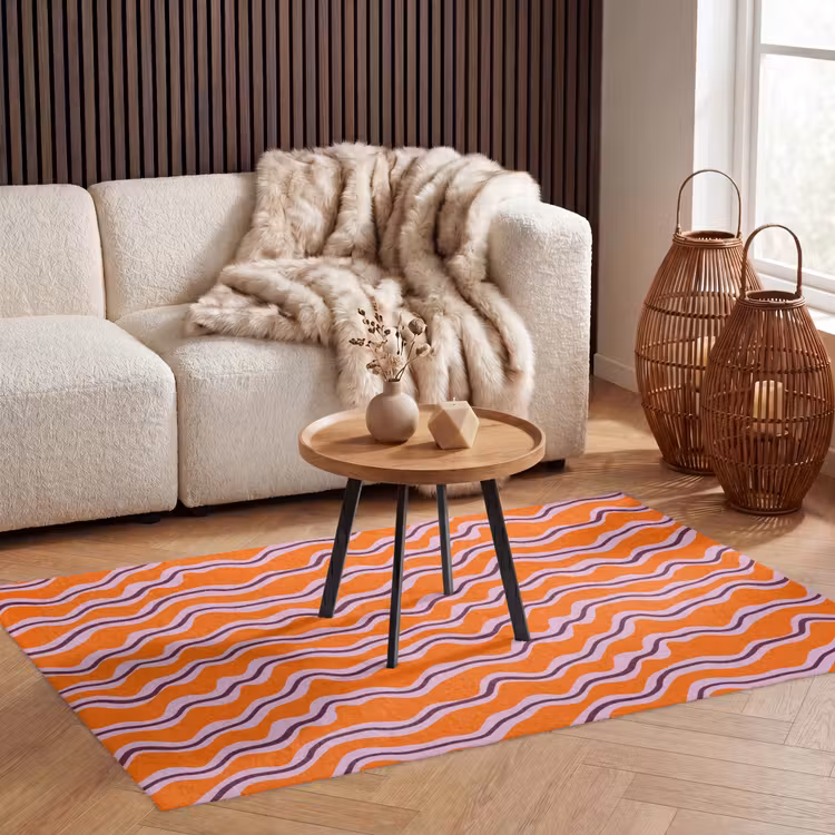 Retro - Golvend - Oranje Vloerkleed Rechthoek klein 1091 -atmosphere_sfeer2_global