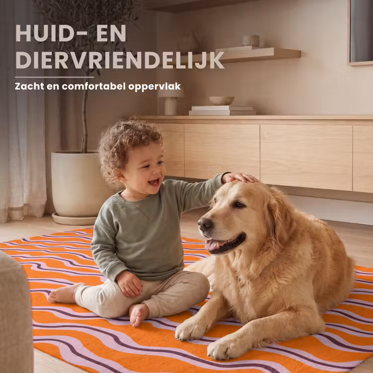 Retro - Golvend - Oranje Vloerkleed Rechthoek klein 1091 -uniquesellingpoint_USP_zachtNL_DE