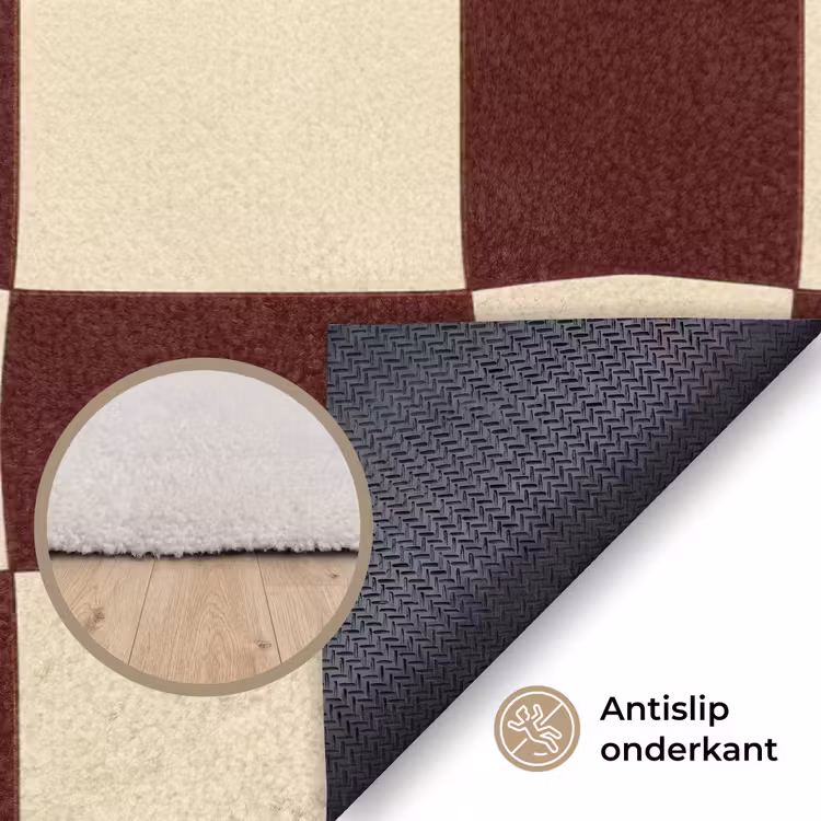 Retro - Patroon - Bruin Vloerkleed Rechthoek klein 1091 -uniquesellingpoint_antislip_NL