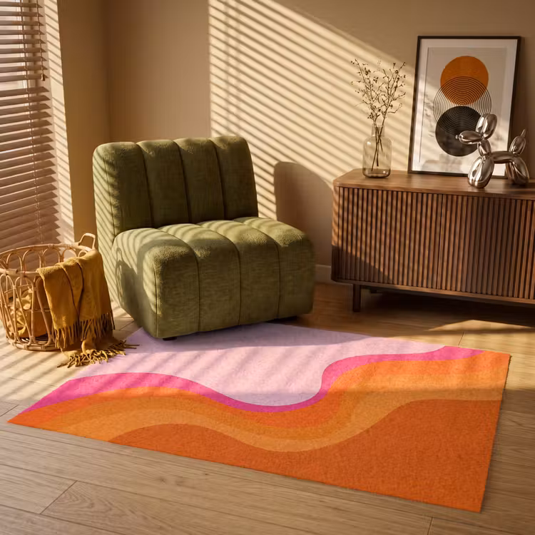 Retro - Waves - Kleurrijk Vloerkleed Rechthoek klein -atmosphere_sfeer1_global
