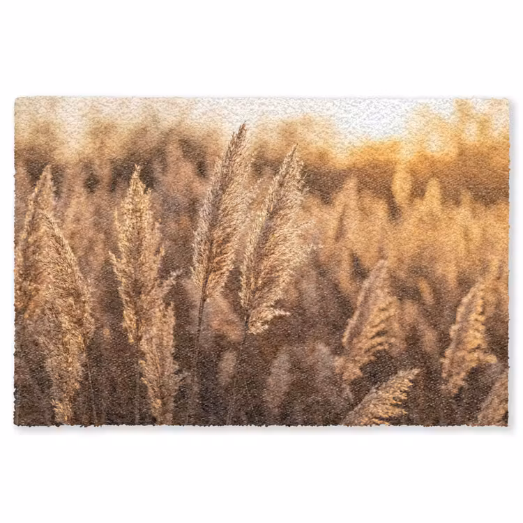 Rietpluimen - Gras - Zonsondergang - Goud - Serene Vloerkleed Rechthoek klein -3d