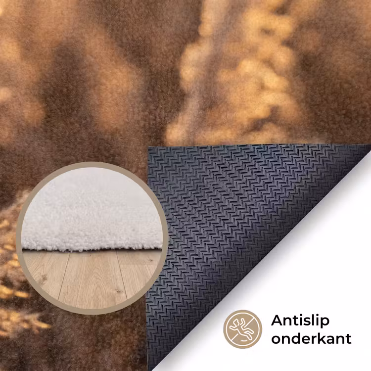 Rietpluimen - Gras - Zonsondergang - Goud - Serene Vloerkleed Rechthoek klein -uniquesellingpoint_antislip_NL
