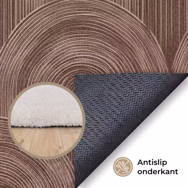 Ritmisch - Effect - Bruin Vloerkleed Rechthoek klein 1091 -uniquesellingpoint_antislip_NL_DE