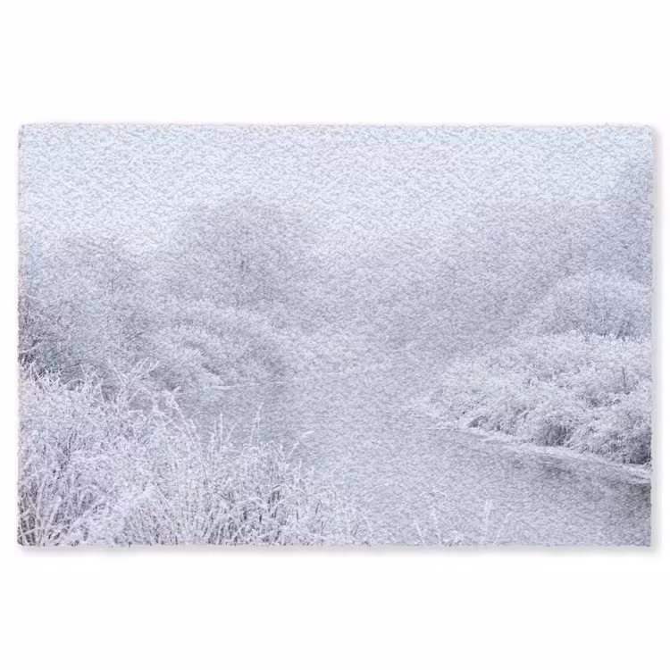 Rivier - Sneeuw - Bos - Winter - Schilderachtig Vloerkleed Rechthoek klein -3d