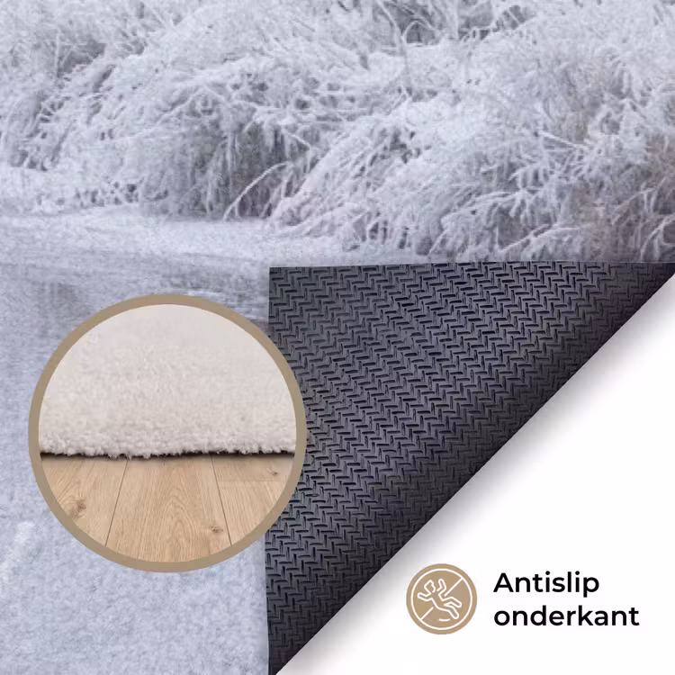 Rivier - Sneeuw - Bos - Winter - Schilderachtig Vloerkleed Rechthoek klein -uniquesellingpoint_antislip_NL