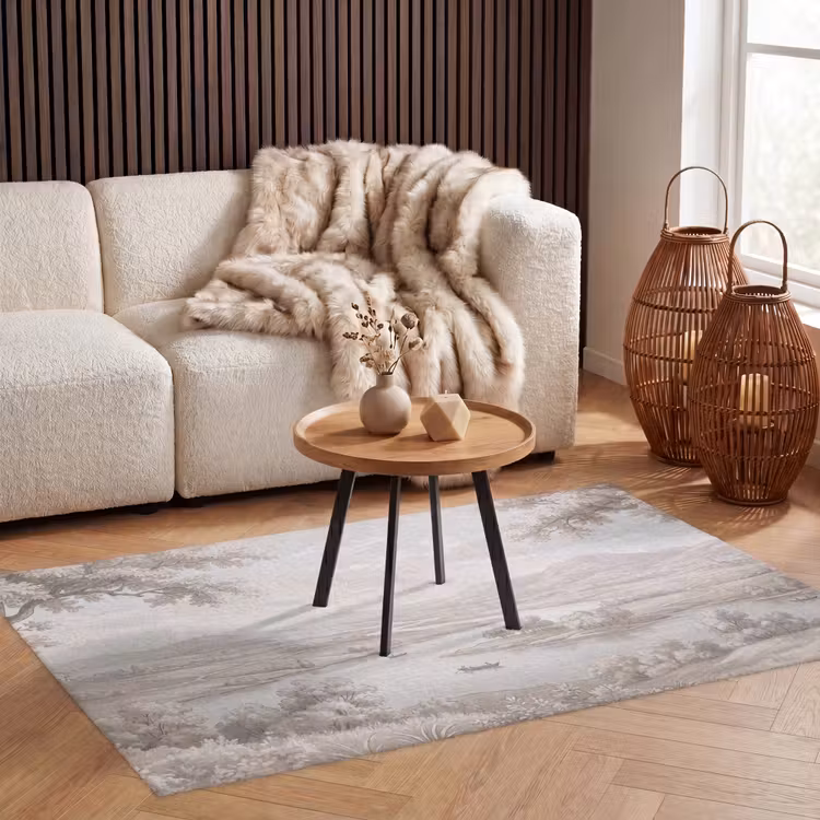 Rivierlandschap - Bergen - Natuur - Vintage - Beige Vloerkleed Rechthoek klein -atmosphere_sfeer2_global