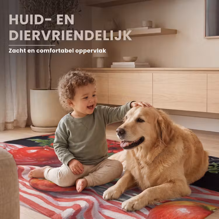 Vloerkleed - Rode bloemen - Vaas - Rode bloemen - Vaas Vloerkleed Rechthoek klein