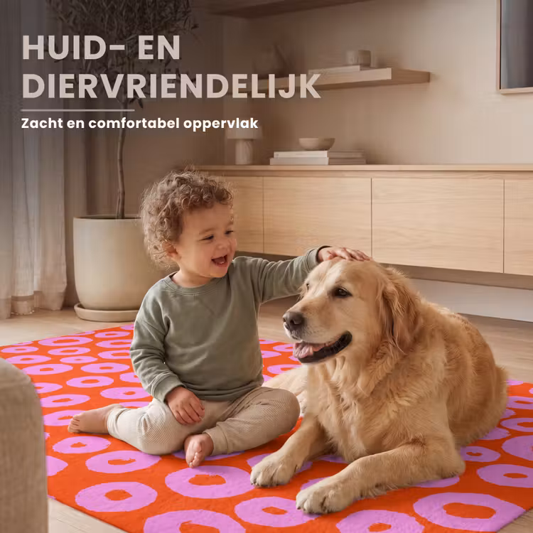 Rondjes - Roze - Rood Vloerkleed Rechthoek klein 1091 -uniquesellingpoint_zacht_NL