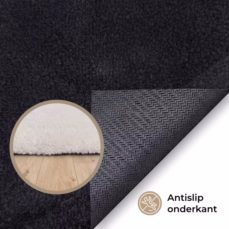 Roos - Tijdloos - Zwart Vloerkleed Rechthoek klein -uniquesellingpoint_antislip_NL
