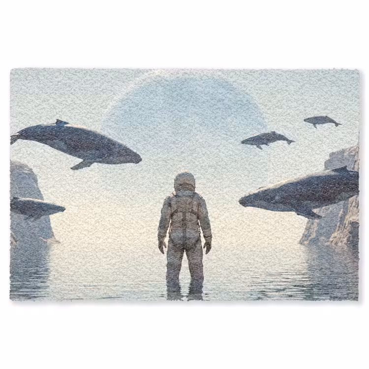 Vloerkleed - Ruimtevaarder - Walvis - Fantasie - Ruimtevaarder - Walvis - Fantasie Vloerkleed Rechthoek klein