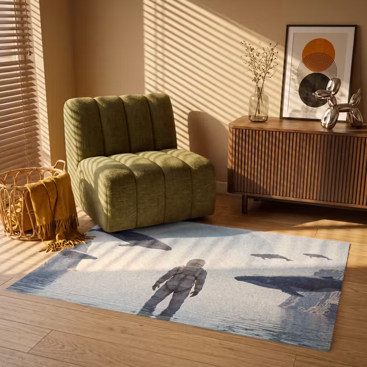 Vloerkleed - Ruimtevaarder - Walvis - Fantasie - Ruimtevaarder - Walvis - Fantasie Vloerkleed Rechthoek klein