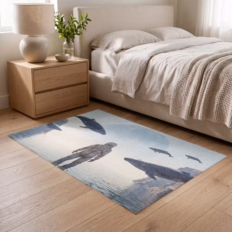Vloerkleed - Ruimtevaarder - Walvis - Fantasie - Ruimtevaarder - Walvis - Fantasie Vloerkleed Rechthoek klein