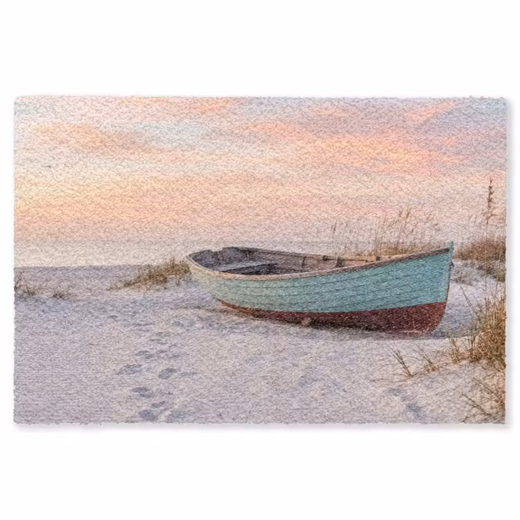 Rustiek - Roeiboot - Zandstrand Vloerkleed Rechthoek klein -3d