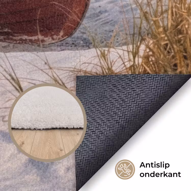 Rustiek - Roeiboot - Zandstrand Vloerkleed Rechthoek klein -uniquesellingpoint_antislip_NL