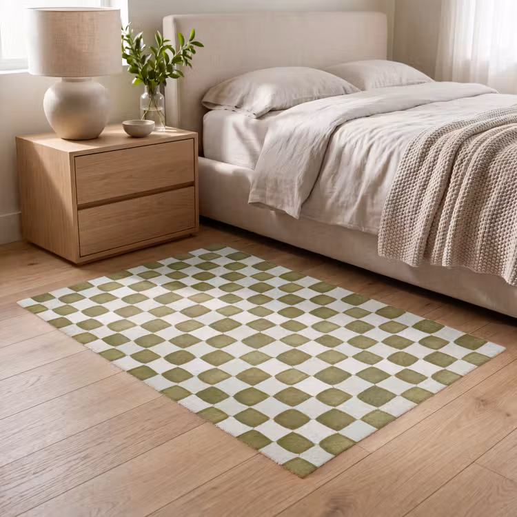Schaak - Patroon - Groen Vloerkleed Rechthoek klein 1091 -atmosphere_sfeer3_global