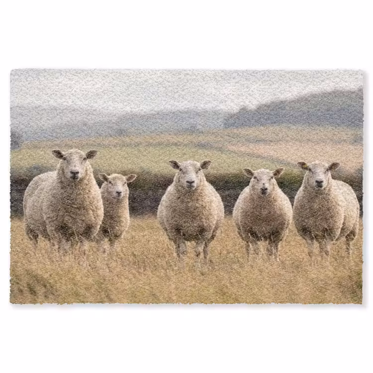 Schapen - Weidenlandschap - Heuvels Vloerkleed Rechthoek klein -3d