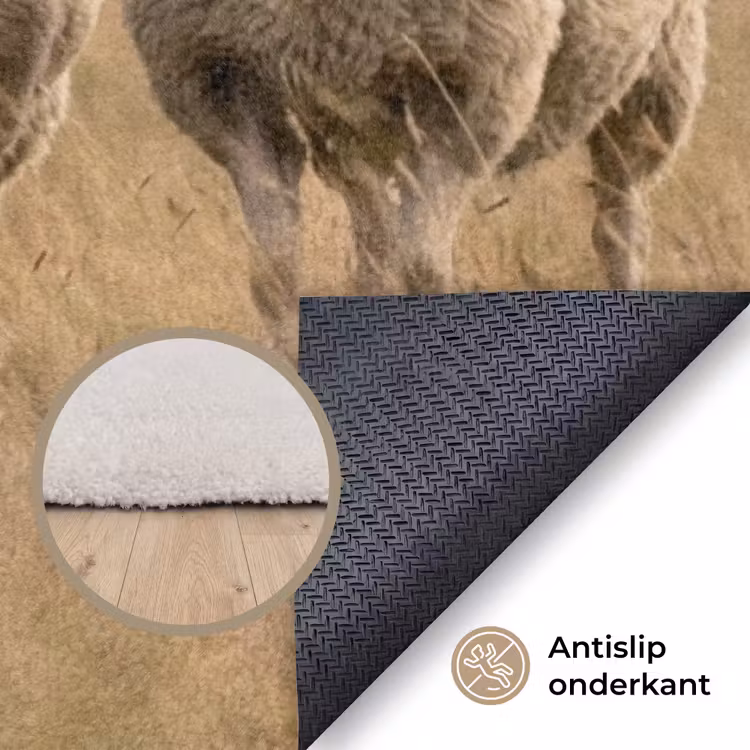 Schapen - Weidenlandschap - Heuvels Vloerkleed Rechthoek klein -uniquesellingpoint_antislip_NL