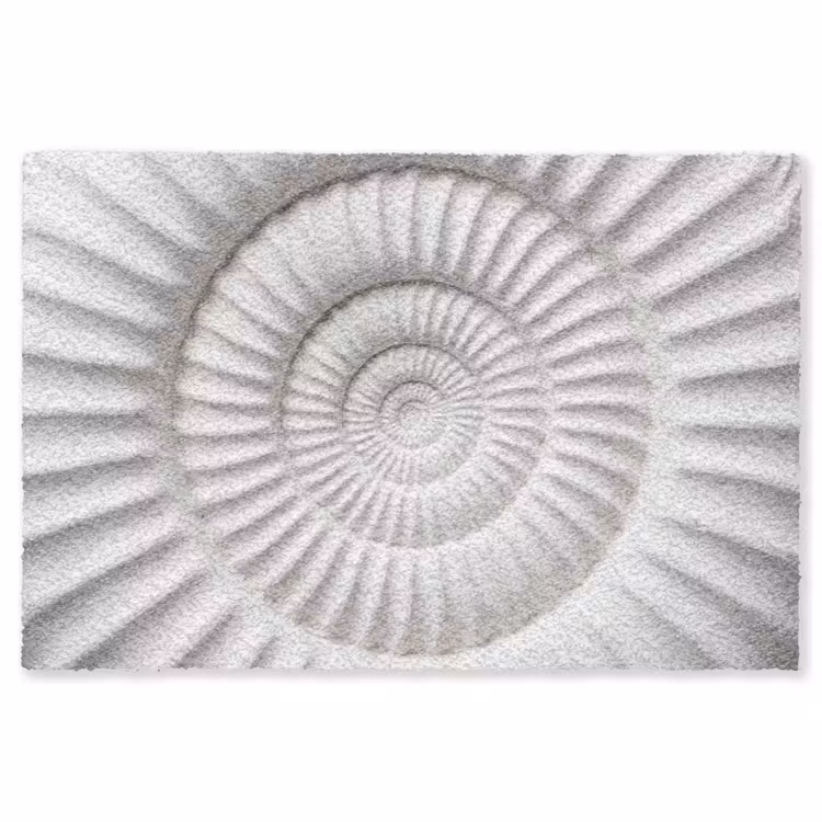 Schelp - Spiraal - Wit Vloerkleed Rechthoek klein -3d