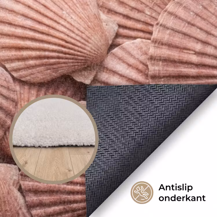 Schelpen - Patroon - Roze Vloerkleed Rechthoek klein -uniquesellingpoint_antislip_NL_DE